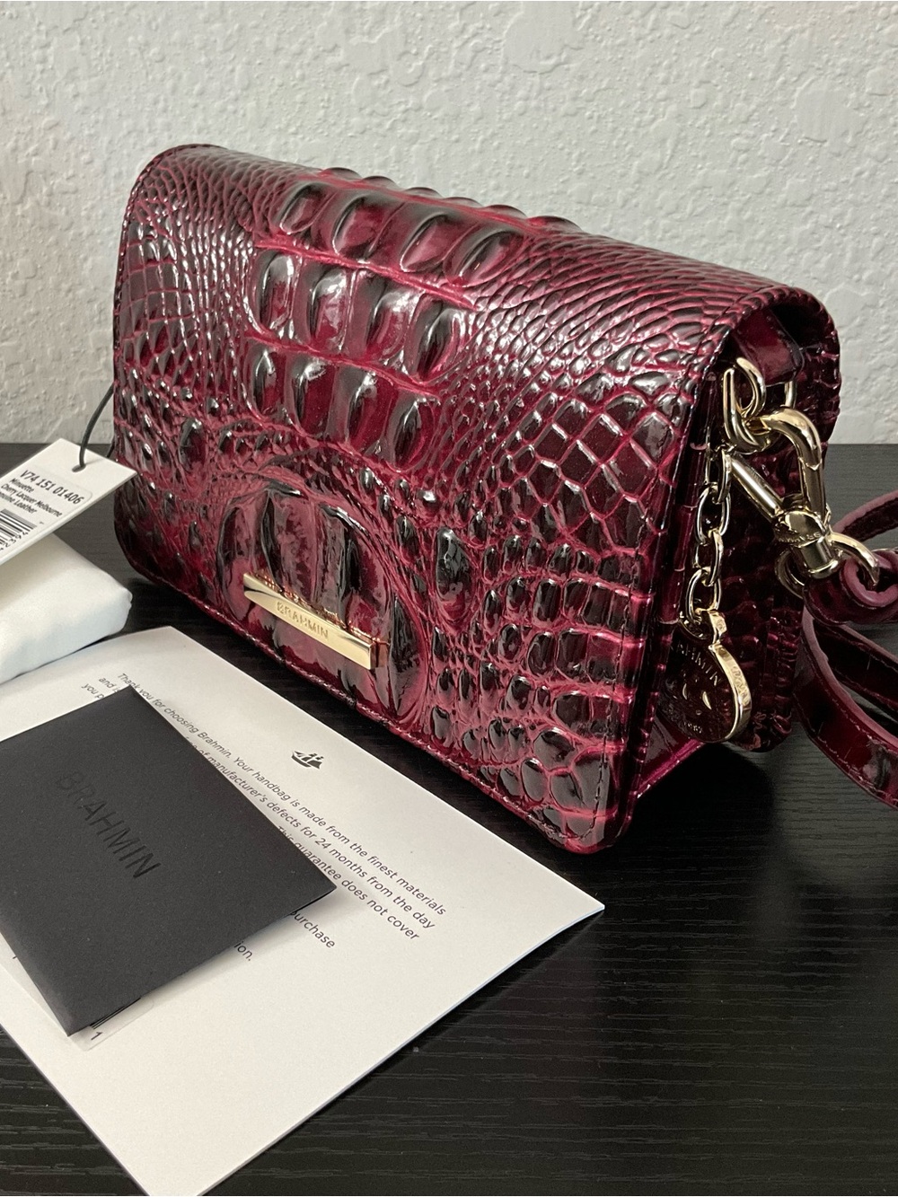 Brahmin Minuette CHERRY LACQUER MELBOURNE Leather W/Eye NWT
